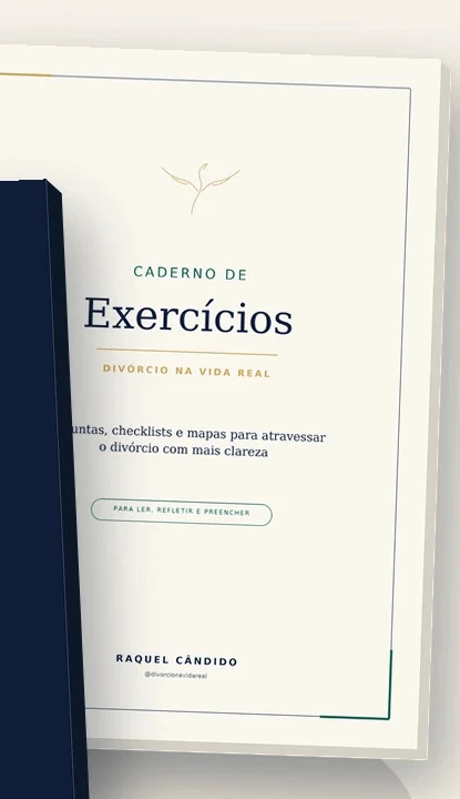 Capa do Caderno de Exercícios Divórcio na Vida Real, de Raquel Cândido.